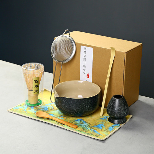 百本立抹茶碗套裝茶筅點茶打茶工具陶瓷茶碗日式家用攪拌器茶筅立