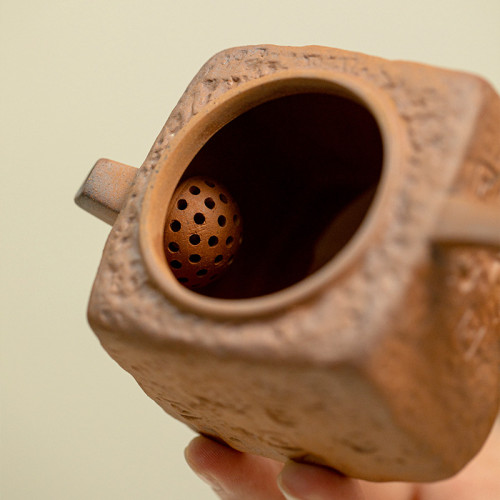 老巖泥茶壺復古粗陶敦煌泡茶器球孔過濾家用高檔功夫茶具陶瓷小壺