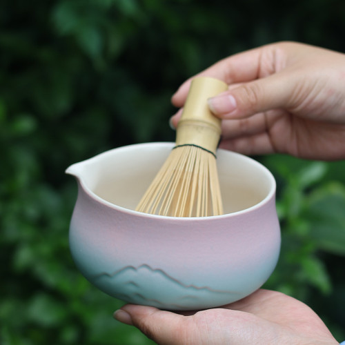 漸變遠山抹茶碗套裝帶嘴陶瓷碗茶筅立彩盒裝多款可選釉色器型