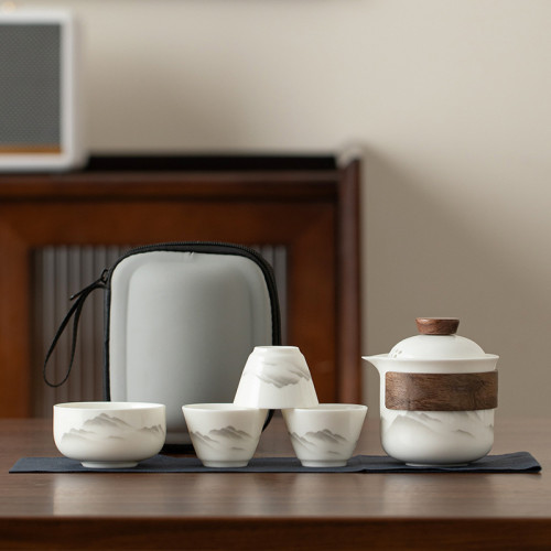 羊脂玉瓷旅行功夫茶具套裝戶外可攜式旅行茶具快客杯商務活動禮品 羊脂玉瓷旅行功夫茶具套裝戶外可攜式旅行茶具快客杯商務活動禮品