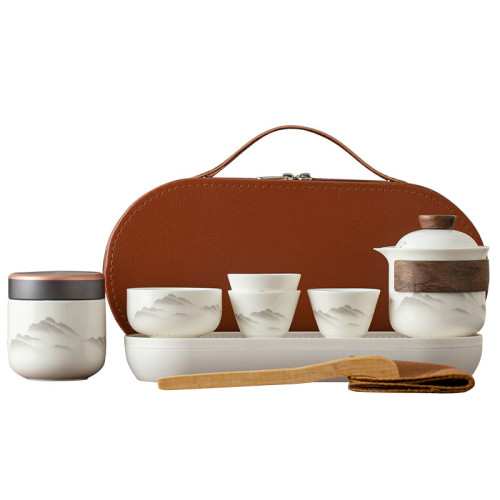 羊脂玉瓷旅行功夫茶具套裝戶外可攜式旅行茶具快客杯商務活動禮品 羊脂玉瓷旅行功夫茶具套裝戶外可攜式旅行茶具快客杯商務活動禮品