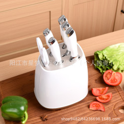 外貿刀具套裝單鋼圈柄煲形座七件套菜刀廚師刀面包刀水果刀具套裝