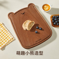 小熊烏檀木整木菜板廚房家用放茶具水杯水果可愛萌趣寶寶輔食砧板