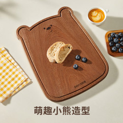 小熊烏檀木整木菜板廚房家用放茶具水杯水果可愛萌趣寶寶輔食砧板