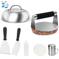 亞馬遜不鏽鋼燒烤工具套裝料理鏟燒烤鏟鍋蓋烹飪漢堡BBQ炊具套裝