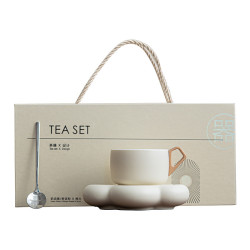 奶油風咖啡杯輕奢高檔下午茶雲朵杯碟帶勺套裝茶杯喝水杯情侶禮物