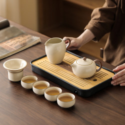 2025新款汝窰功夫茶具套裝陶瓷茶壺蓋碗茶盃茶磐輕奢高檔家用喝茶