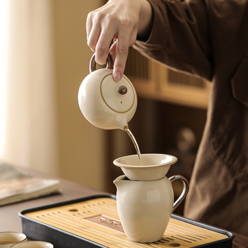 2025新款汝窰功夫茶具套裝陶瓷茶壺蓋碗茶杯茶盤輕奢高檔家用喝茶