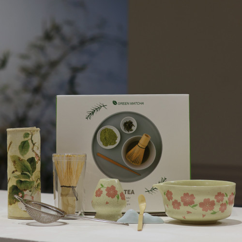 高溫烤花抹茶碗 點茶工具陶瓷茶筅立攪拌器日式竹抹茶刷茶筅2件套
