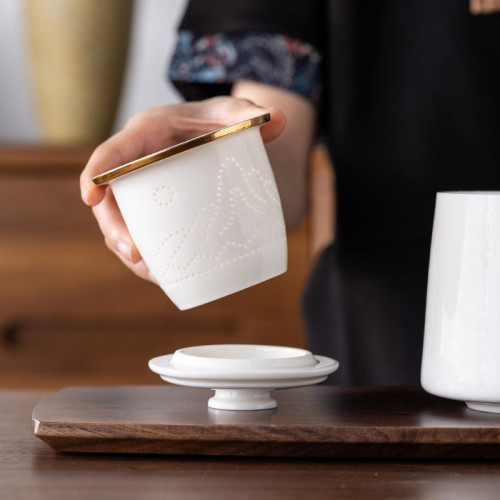 羊脂玉茶杯陶瓷茶水分離辦公杯國潮文創水杯年會商務伴手禮