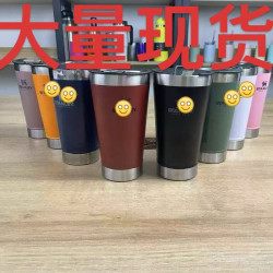 新款480ml雙層咖啡杯運動冰霸開瓶器蓋304不鏽鋼啤酒杯