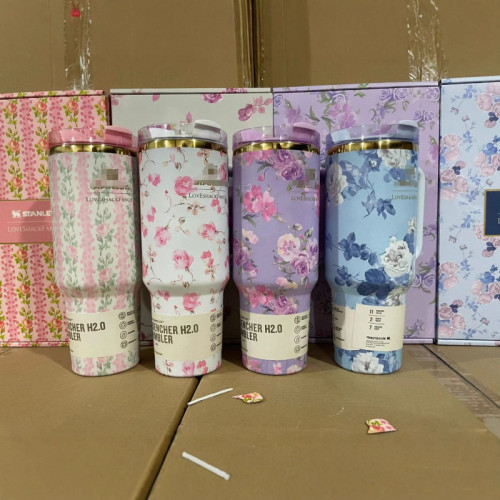 40oz大容量汽車杯304不鏽鋼保溫保冷杯高顔值手柄印花杯