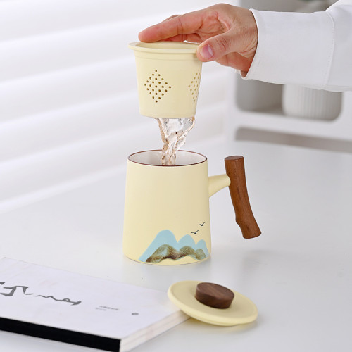 開業禮品過濾茶水分離杯泡茶杯個人馬克杯家用辦公室帶蓋陶瓷
