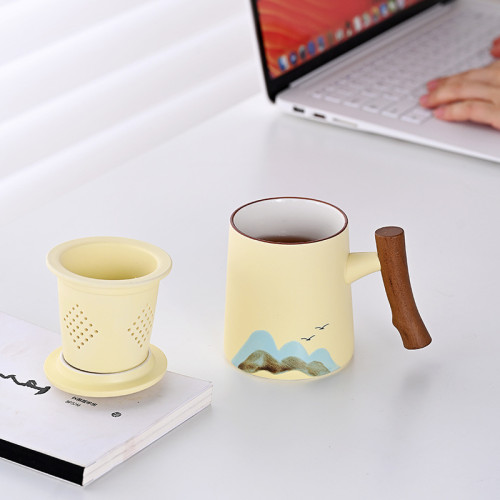 開業禮品過濾茶水分離杯泡茶杯個人馬克杯家用辦公室帶蓋陶瓷