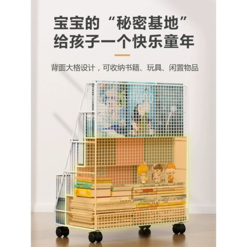 書架落地置物架可移動帶輪桌下書本收納櫃書桌旁小書架桌下置物架