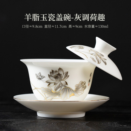 德化白瓷單杯羊脂玉瓷功夫茶杯茶具陶瓷純白品茗杯主人杯禮品