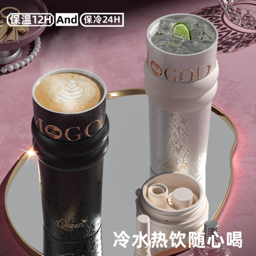 高顔值陶瓷內膽冰霸杯女士輕奢可攜式吸管杯高檔  雙飲杯禮品杯