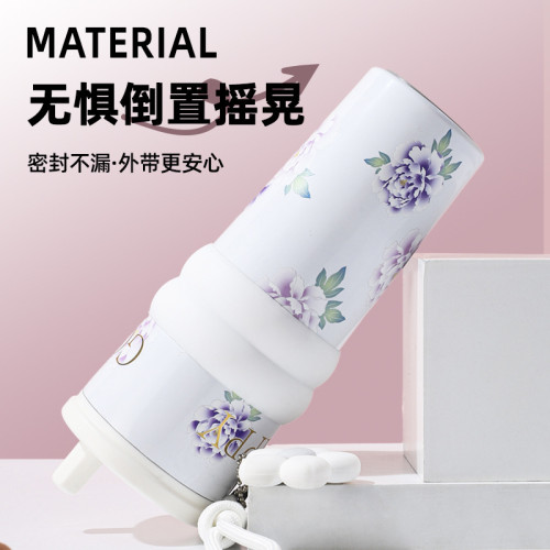保溫杯大容量女生高顔值水杯輕奢高級感新款陶瓷內膽吸管杯咖啡杯