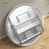 加厚不鏽鋼桌子圓桌家用可折曡夜宵大排檔燒烤大圓桌特厚食堂餐桌