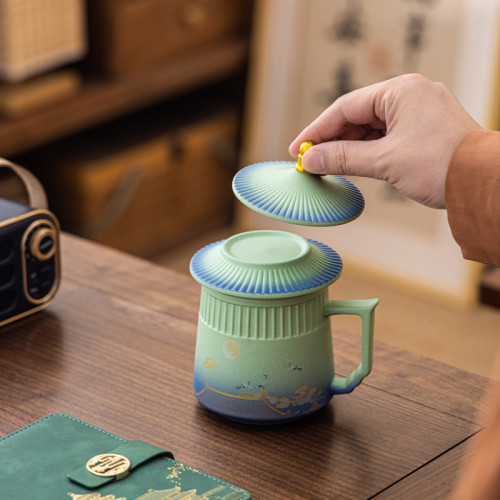 故宮文創茶具陶瓷茶杯馬克杯創意辦公杯套裝周年慶商務伴手禮