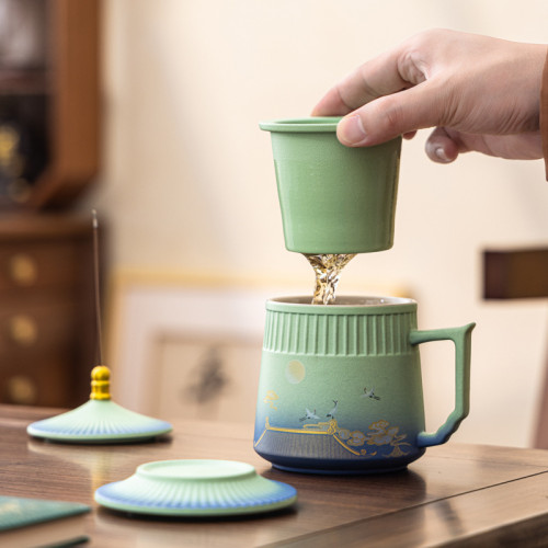 故宮文創茶具陶瓷茶杯馬克杯創意辦公杯套裝周年慶商務伴手禮