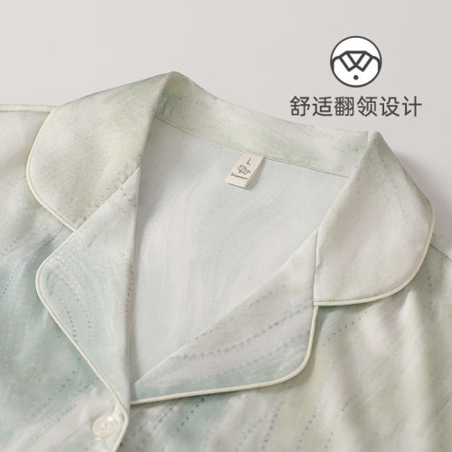 三件套睡衣女款夏季高級感冰絲綢短袖長褲2025新款大碼家居服夏天