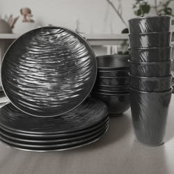 出口波紋杯盤碗餐具 組合套裝加厚防摔碗碟盤塑膠餐具