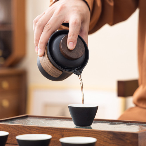 旅行茶具套裝旅遊紀念伴手禮戶外可攜式功夫茶具一壺四杯商務禮品