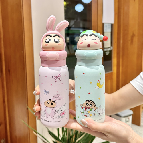 蠟筆小新聯名吸管保溫杯高顔值兒童水杯子男女孩水壺學生上學專用