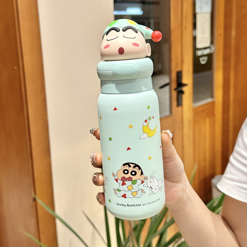 蠟筆小新聯名吸管保溫杯高顔值兒童水杯子男女孩水壺學生上學專用
