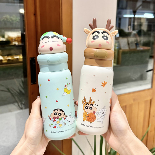 蠟筆小新聯名吸管保溫杯高顔值兒童水杯子男女孩水壺學生上學專用