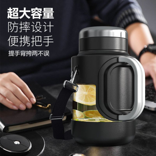 防摔耐高溫超大容量玻璃杯雙層防爆水杯男泡茶水分離可攜式水壺杯子