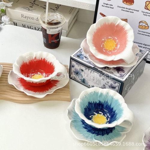 手作陶瓷咖啡杯碟花朵杯碟點心盤蛋糕盤辦公下午茶杯碟甜品杯禮盒 手作陶瓷咖啡杯碟花朵杯碟點心盤蛋糕盤辦公下午茶杯碟甜品杯禮盒
