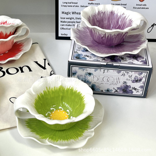 手作陶瓷咖啡杯碟花朵杯碟點心盤蛋糕盤辦公下午茶杯碟甜品杯禮盒 手作陶瓷咖啡杯碟花朵杯碟點心盤蛋糕盤辦公下午茶杯碟甜品杯禮盒