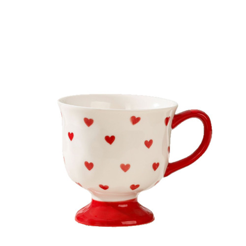 手繪紅色愛心陶瓷馬克杯高顔值水杯創意釉下彩杯子情侶咖啡杯可愛 手繪紅色愛心陶瓷馬克杯高顔值水杯創意釉下彩杯子情侶咖啡杯可愛