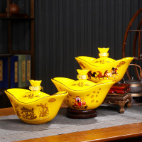 景德鎮陶瓷創意空酒瓶3斤裝 金元寶酒壺禮盒套裝裝飾擺件密封酒具