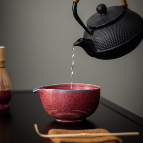 中式粉色萬花窰變抹茶碗茶道套裝點茶刷茶筅百本立陶瓷