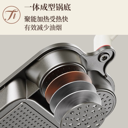 通體鈦金三合一煎鍋早餐鍋不沾鍋煎蛋雞蛋漢堡加厚加深黑金平底鍋