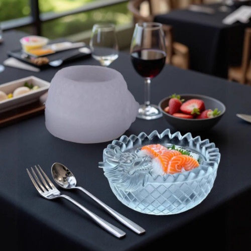 米頌 龍形冰碗矽膠模具DIY免烤箱三文魚鮑魚刺身冷面甜水冰碗磨具
