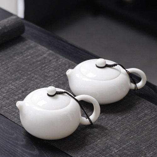 羊脂玉白瓷茶壺家用圍爐煮茶泡茶壺中式陶瓷西施壺功夫茶具單壺
