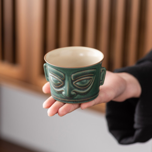 三星堆杯子高級德化陶瓷茶杯主人杯功夫茶具品茗杯喝茶單杯防燙手