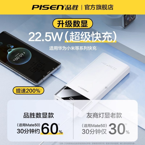 品勝充電寶22.5W快充大容量20000安培蘋果PD20w適用華爲10500閃5A