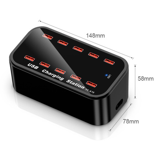 100W大功率10口USB充電器多口充電器快充插座充電站適用華爲蘋果