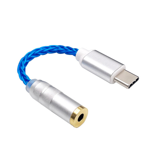 es9280c音頻dsd解碼8股鍍銀typec手機耳機轉接頭線 2.5/3.5/4.4mm