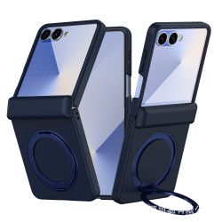 新品適用三星Z Flip7手機殼折曡膚感360度旋鈕支架全包鉸鏈保護套