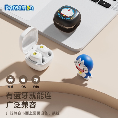 新款哆啦A夢正版迷你藍牙耳機高清音質入耳式無線卡通睡眠耳機