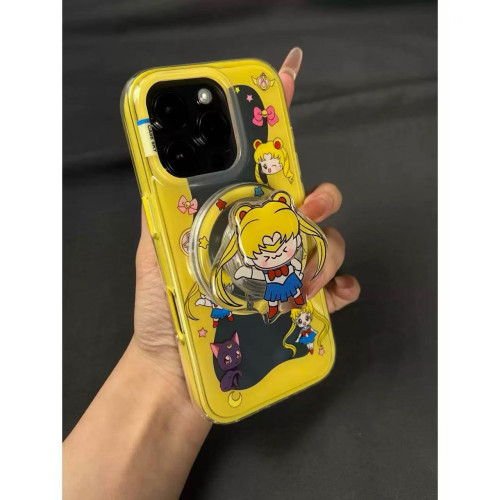 日韓簡約美少女磁吸支架適用iPhone16promax蘋果15新款13女14爆款