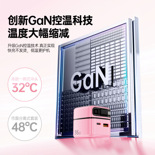 35W氮化鎵充電頭自帶伸縮線充電器雙typec適用手機平板筆記型電腦