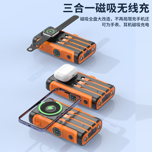爆款多功能LED燈自帶線手搖太陽能防水戶外太陽能無線充充電寶