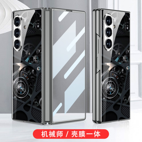 適用三星zfold7折曡手機殼Fold7保護套彩繪電鍍創意個性潮牌硬殼